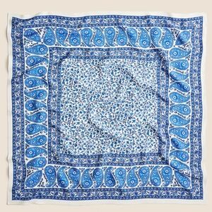 J. Crew Oversized Printed Silk Bandana/Scarf - blue, white